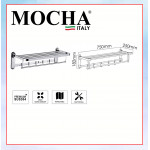 MOCHA TOWEL BAR STAINLESS STEEL 304 - 600mm DOUBLE (MIRROR FINISH) M410 #BAR TUALA#毛巾杆