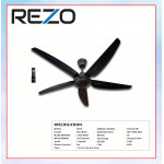 REZO CEILING FAN (56") MATT BLACK MY56 (1BOX-2PCS) #KIPAS SILING#风扇