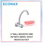 ECONAX ½” WALL MOUNTED SINK  TAP WITH SWIVEL SPOUT  WGFA310214CP #KERAN DAPUR#厨房水龙头