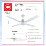 KDK CEILING FAN DC 4 SERIES (140cm/56”) WHITE K14TE-WT #KIPAS SILING#风扇