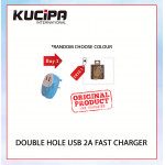 KUCIPA DOUBLE HOLE USB 2A FAST CHARGER RANDOM COLOR  BUY 1 FREE 1