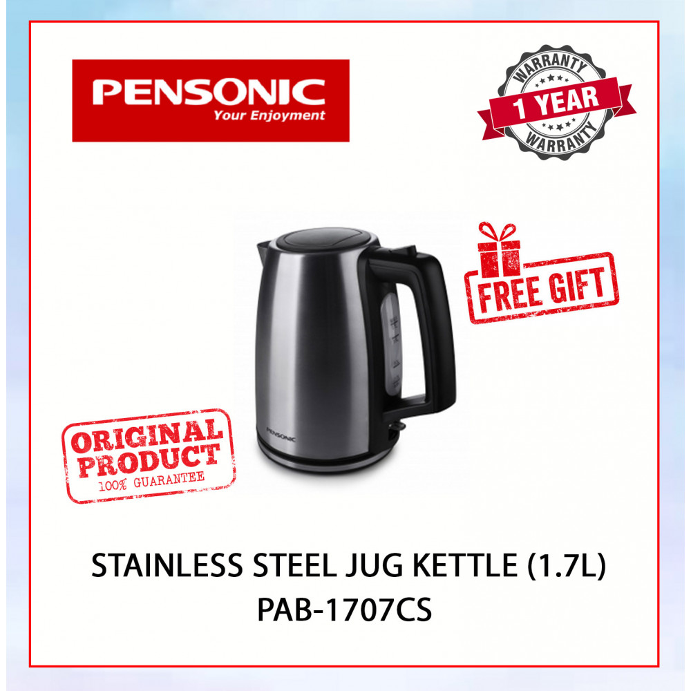 PENSONIC STAINLESS STEEL JUG KETTLE (BLACK SILVER) 1.7L PAB-1707CS #CEREK AIR#电热水壶