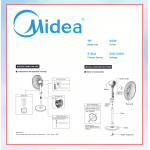 MIDEA STAND FAN 16" (BLACK) MF-16FS15F #KIPAS BERDIRI#风扇