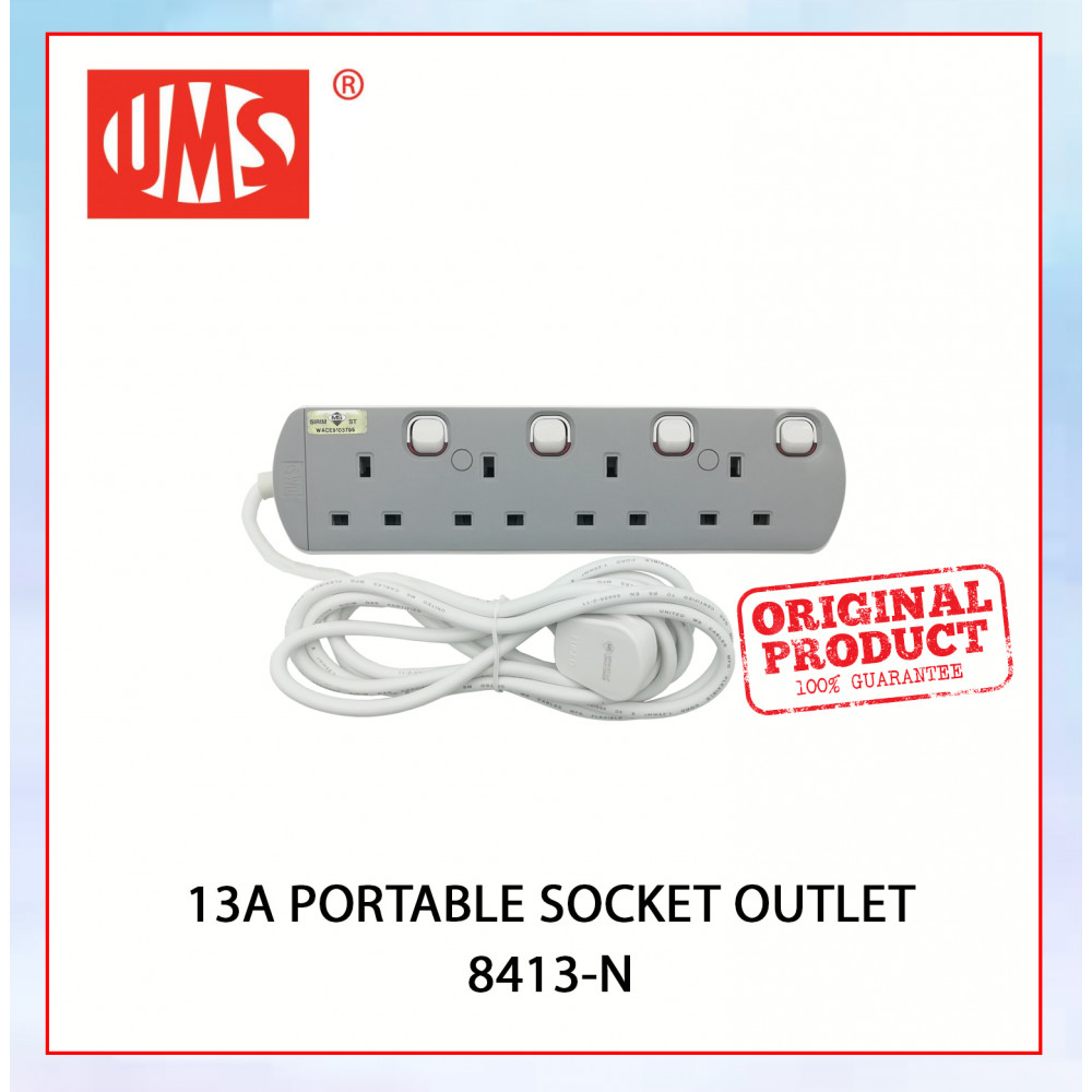 UMS 13AMP PORTABLE SWITCHED SOCKET OUTLET 2Y 8413-N # MULTI PLUGS#电源扩展器多插头座