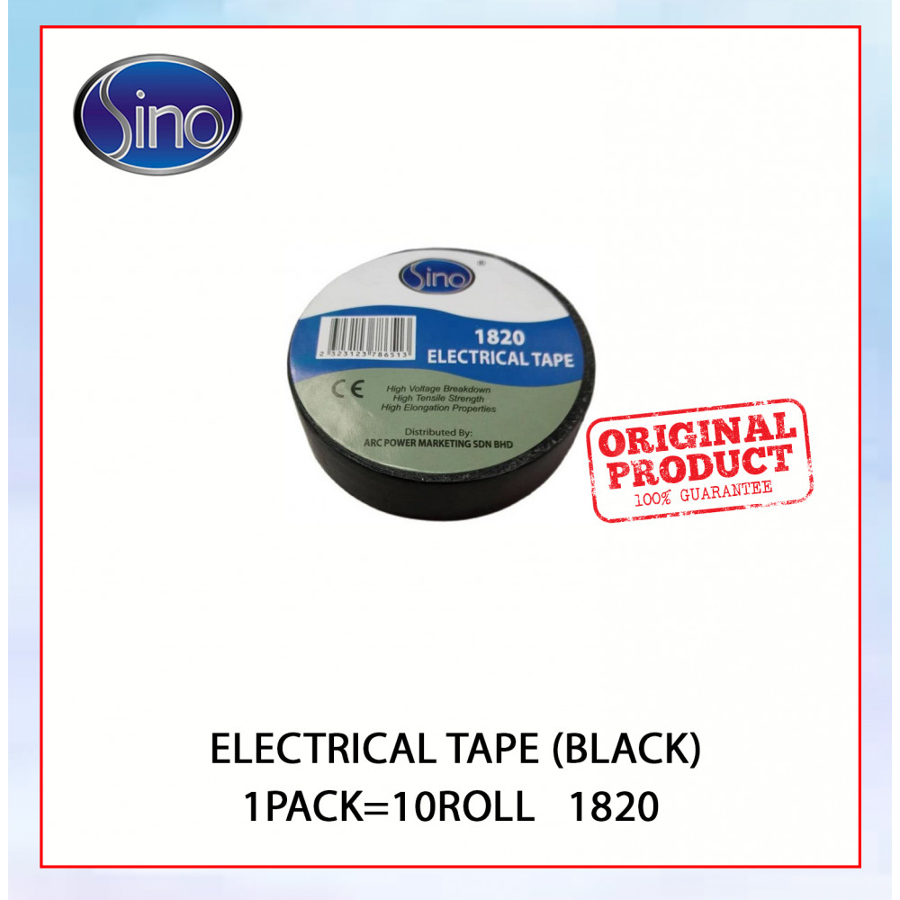 SINO PVC INSULATION ADHESIVE ELECTRICAL TAPE 1PCS=RM2.20 (BLACK) 1820 #PITA ELEKTRIK PEREKAT PENEBAT PVC#绝缘电工胶带