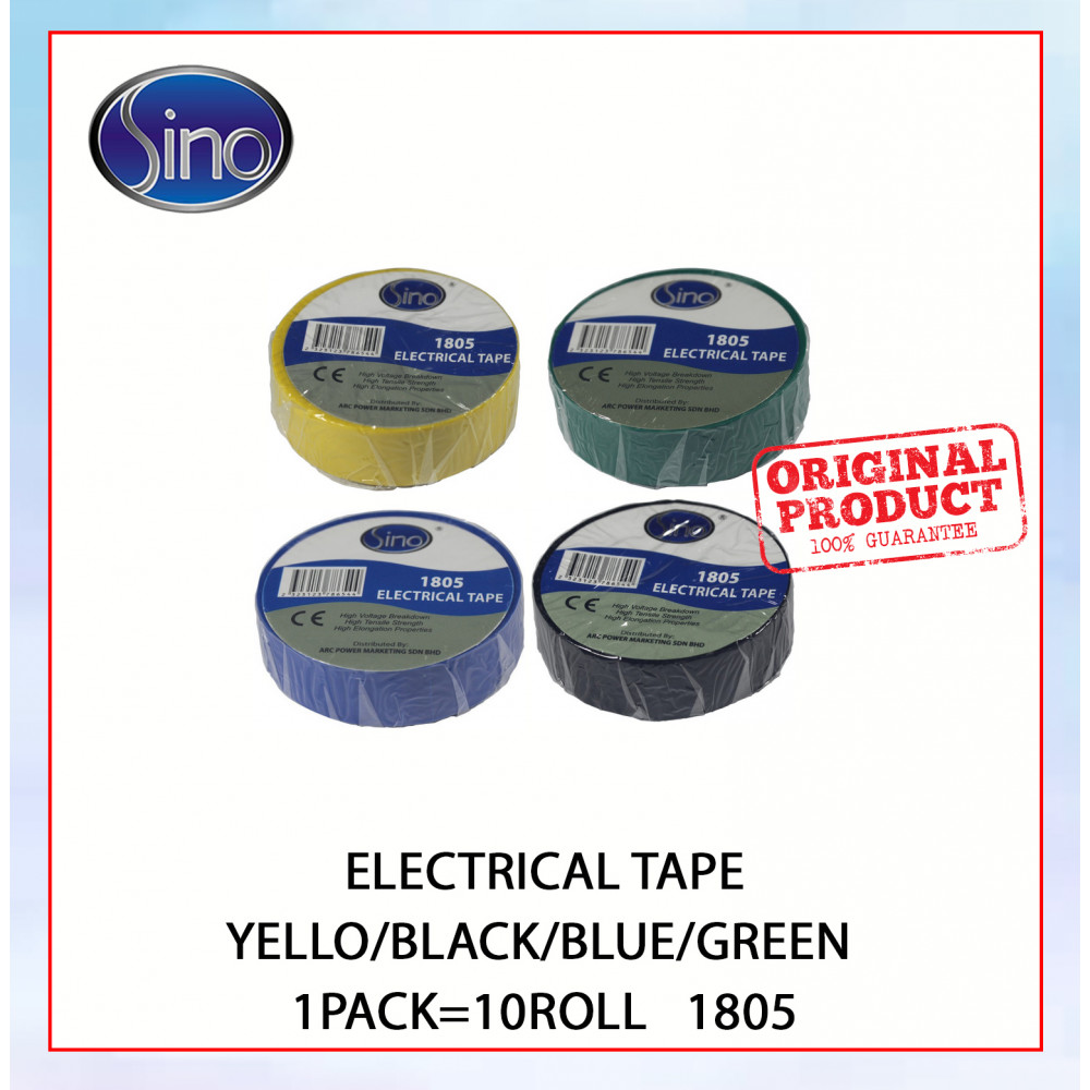 SINO PVC INSULATION ADHESIVE ELECTRICAL TAPE 1PACK=RM5 1805 #PITA ELEKTRIK PEREKAT PENEBAT PVC#绝缘电工胶带 SINO PVC INSULATION ADHESIVE ELECTRICAL TAPE 1PACK=RM5 1805 #PITA ELEKTRIK PEREKAT PENEBAT PVC#绝缘电工胶带