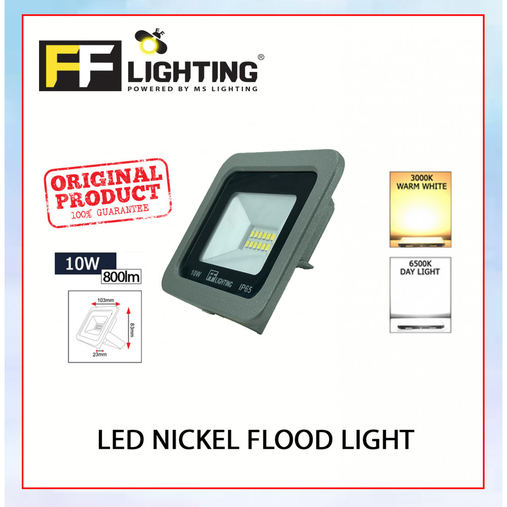 FFL Led Nickel Flood Light 10w Day Light/Warm White#FF Lighting#Outdoor Lighting#Flood Spotlight#Led Flood Light#Lampu