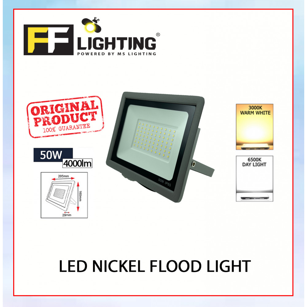 FFL Led Nickel Flood Light 50w Day Light/Warm White#FF Lighting#Outdoor Lighting#Flood Spotlight#Led Flood Light#Lampu