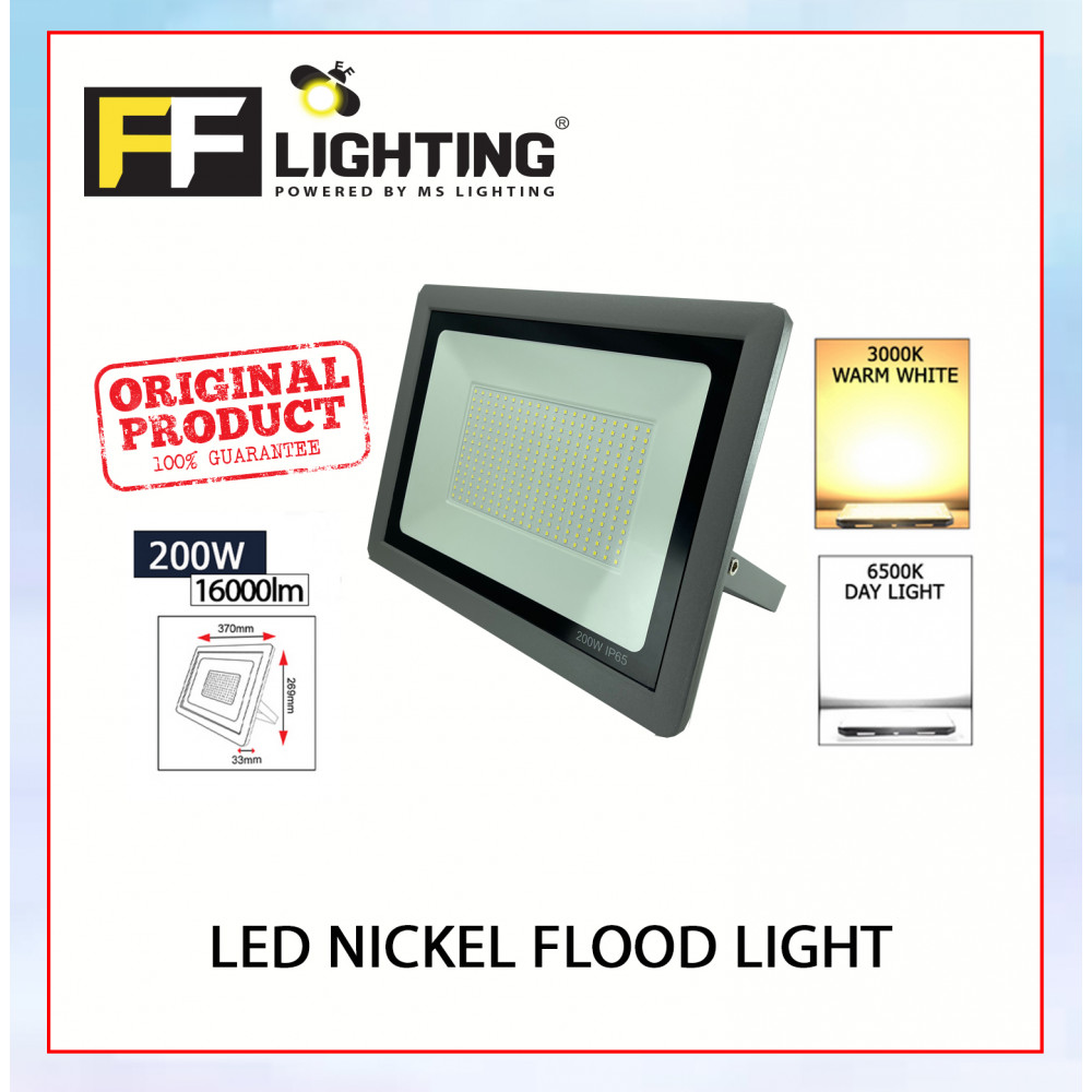 FFL Led Nickel Flood Light 200w Day Light/Warm White#FF Lighting#Outdoor Lighting#Flood Spotlight#Led Flood Light#Lampu