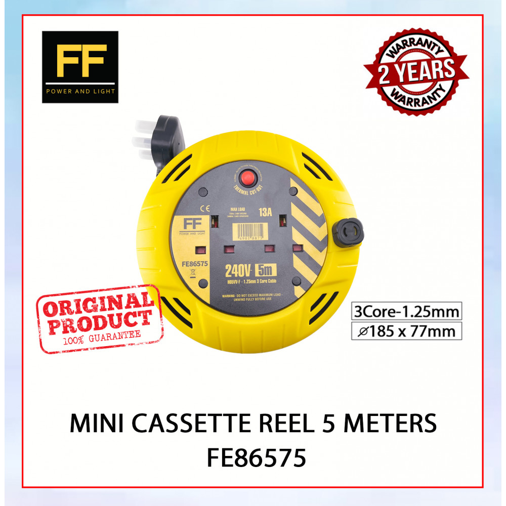 FF Power And Light Mini Cassette Reel 5 Meters FE86575#Wire Cable Reel#Industrial Cable Reel#Extension Wire Cable#电缆卷