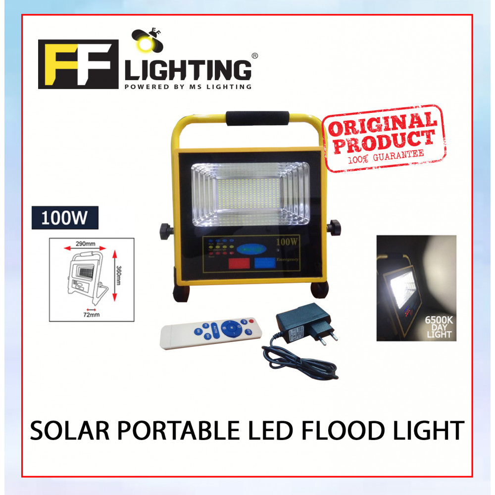 FFL Solar Portable Led Flood Light 100W Day Light#FF Lighting#Solar Light#Outdoor Lighting#Multifunction Light#Lampu#紧急灯