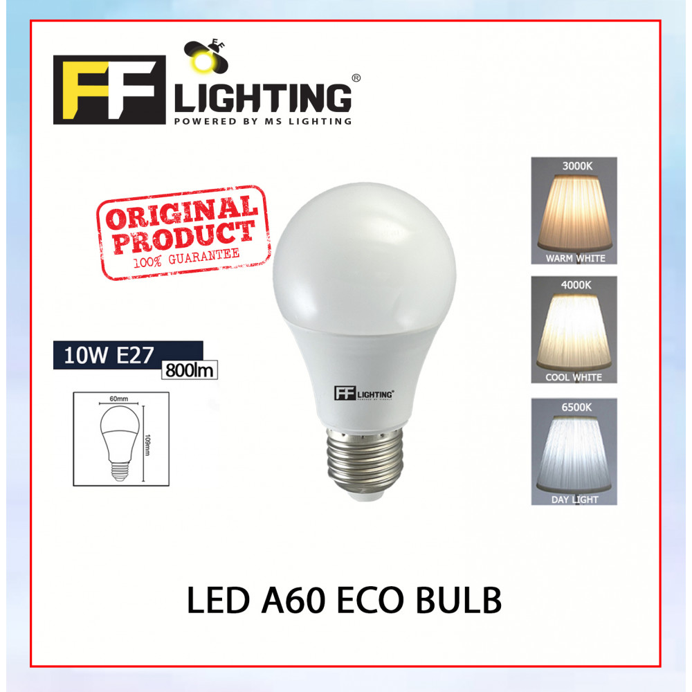 FFL Led A60 Eco Bulb 10W E27 Day Light/Cool White/Warm White#FF Lighting#E27 Bulb#A60 Led Bulb#Mentol#电灯泡