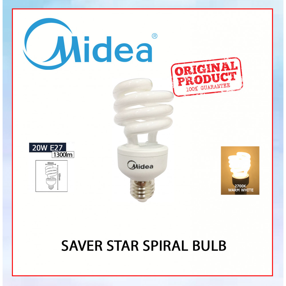 Midea Spiral 20W E27 Warm White (Buy 1 Free 1)#BULB#LAMPU#LIGHTING#LAMPU#LED#MENTOL#bulb