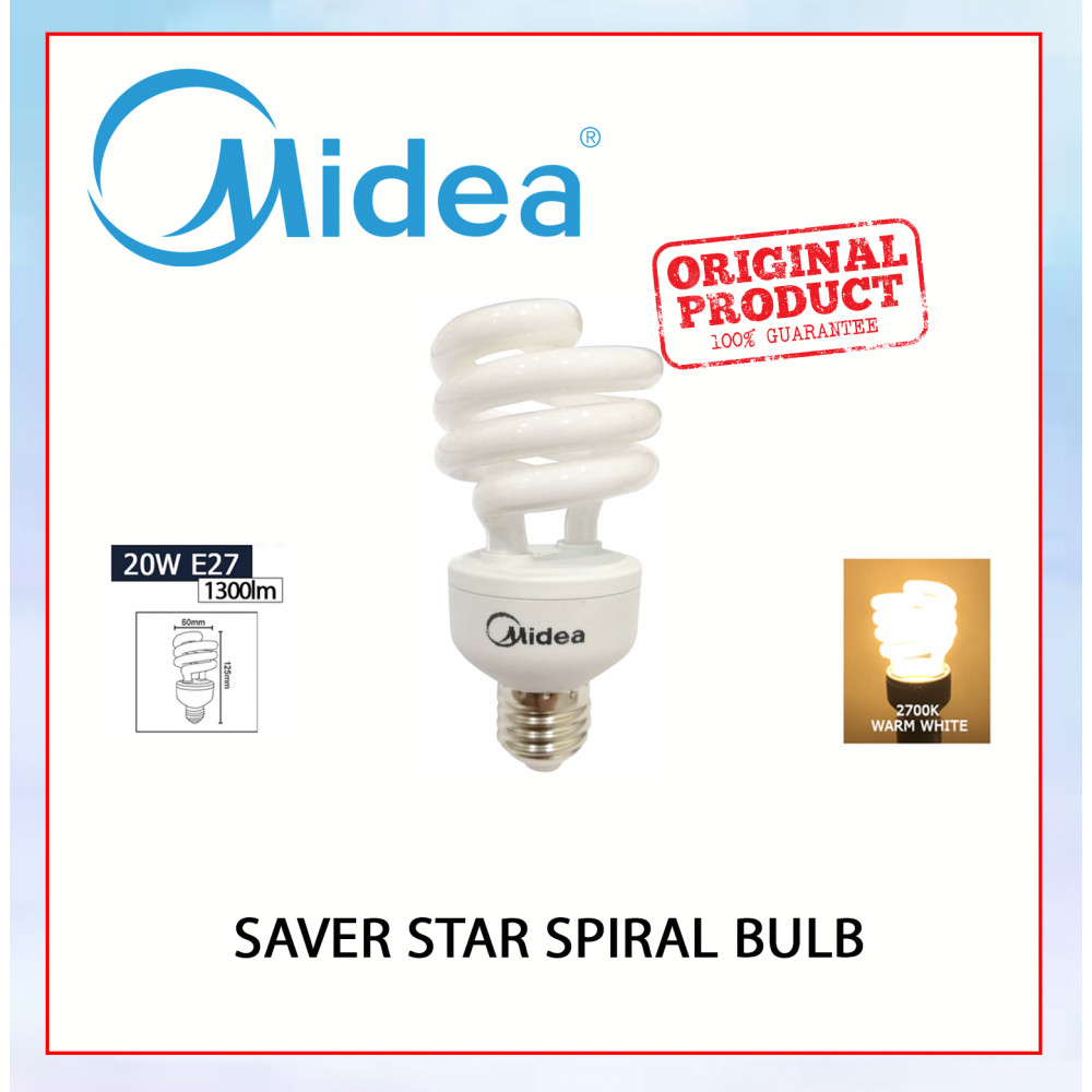 Midea Spiral 20W E27 Warm White (Buy 1 Free 1)#BULB#LAMPU#LIGHTING#LAMPU#LED#MENTOL#bulb Midea Spiral 20W E27 Warm White (Buy 1 Free 1)#BULB#LAMPU#LIGHTING#LAMPU#LED#MENTOL#bulb