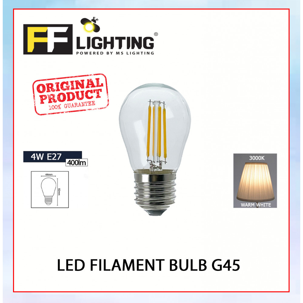 FFL Led Filament Bulb G45 4W E27 Warm White#FF Lighting#E27 Bulb#Edison Bulb#Candle Bulb#Vintage Light#Mentol#电灯泡