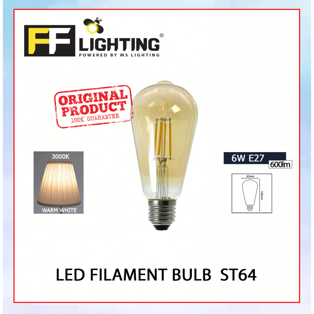 FFL Led Filament Bulb ST64 6W E27 Warm White#FF Lighting#E27 Bulb#Edison Bulb#ST64 Bulb#Vintage Light#Mentol#电灯泡