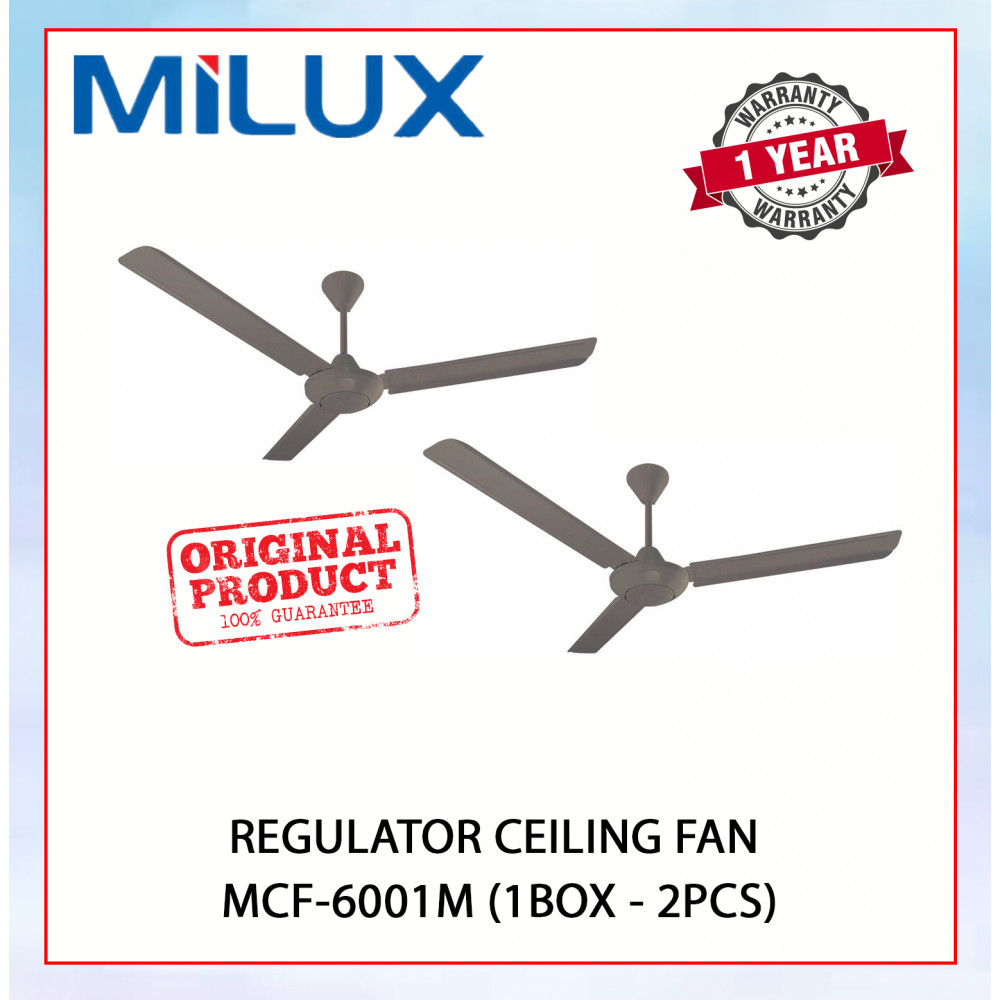 MILUX REGULATOR CEILING FAN 60" - MCF-6001M (MOCHA) 1BOX - 2PCS #KIPAS SILING#CEILING FAN#风扇