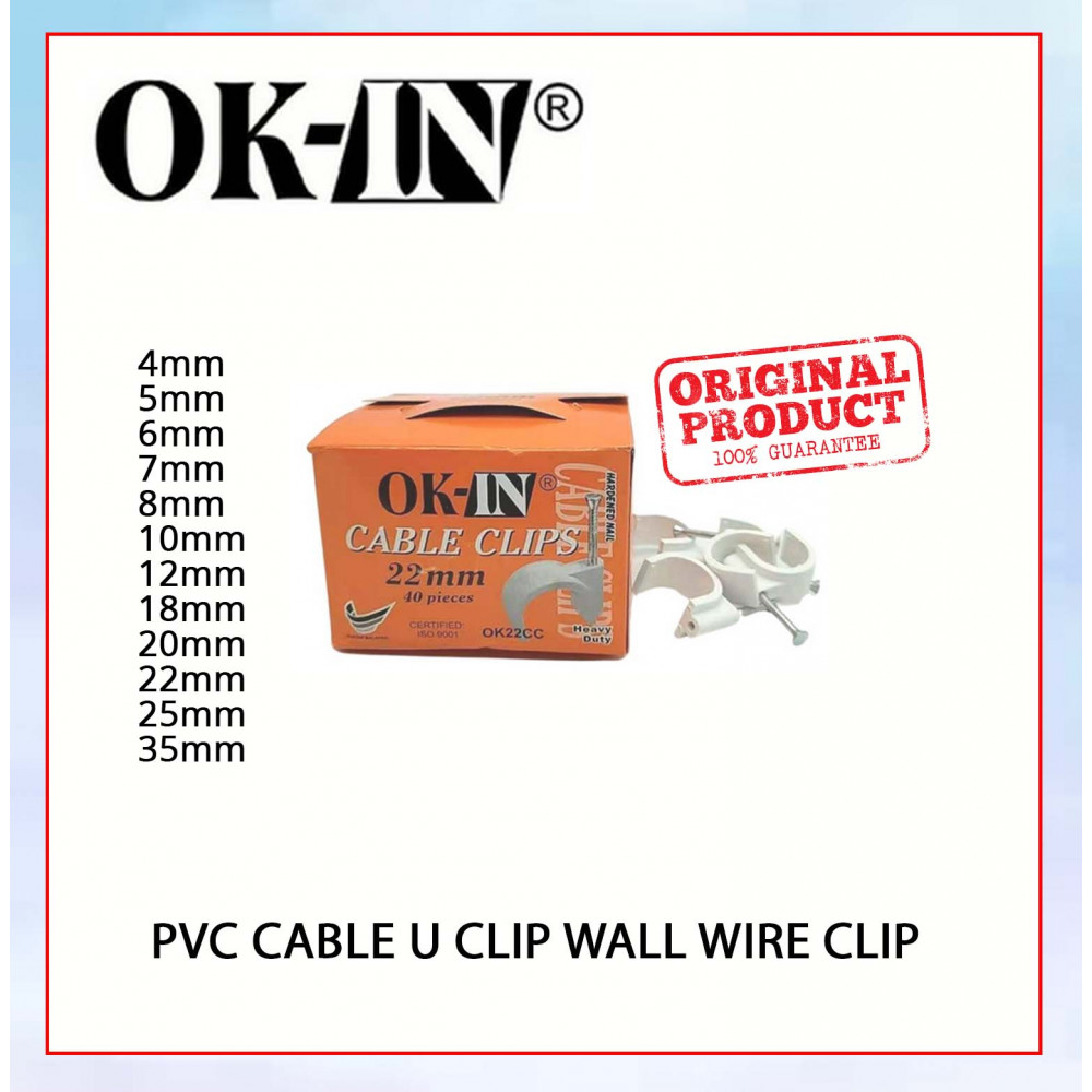 PVC CABLE U CLIP WALL WIRE CLIP 4mm/5mm/6mm/7mm/8mm/10mm/12mm/18mm/20mm/22mm/25mm/35mm