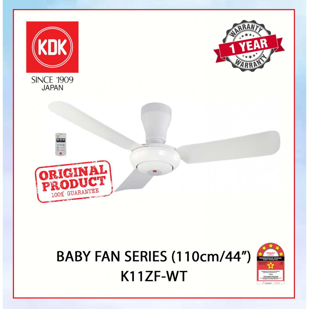 KDK BABY FAN SERIES  (110cm/44") WHITE K11ZF-WT #KIPAS SILING#CEILING FAN#风扇