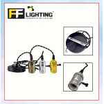 FFL Lamp Holder E27 C/W Wire (L1) Gold/Copper/Silver#FF Lighting#Hanging Light Holder#Pendant#Ceiling Holder#E27 Bulb