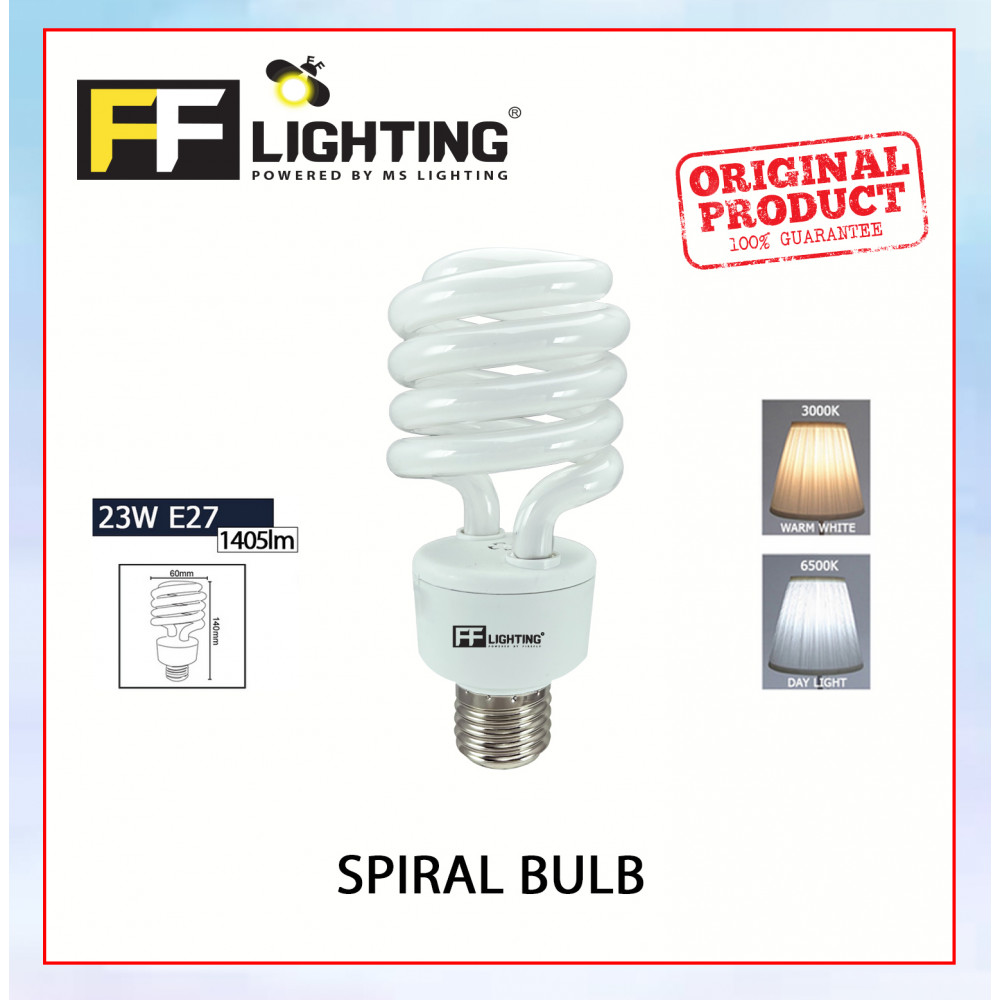 FFL Spiral Bulb 23W E27 Day Light/Warm White#FF Lighting#E27 Bulb#PLCE#Tornado Bulb#Energy Saving#Mentol#电灯泡