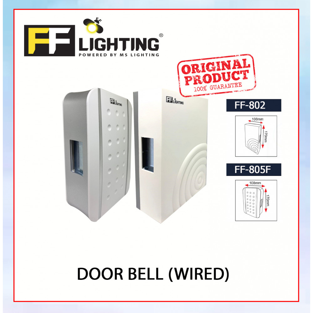 FFL Door Bell Wired FF-802/FF-805F White#Mechanical Striking#Home#Chimes Switch Ding Dong#Pintu Loceng Wiring#门铃