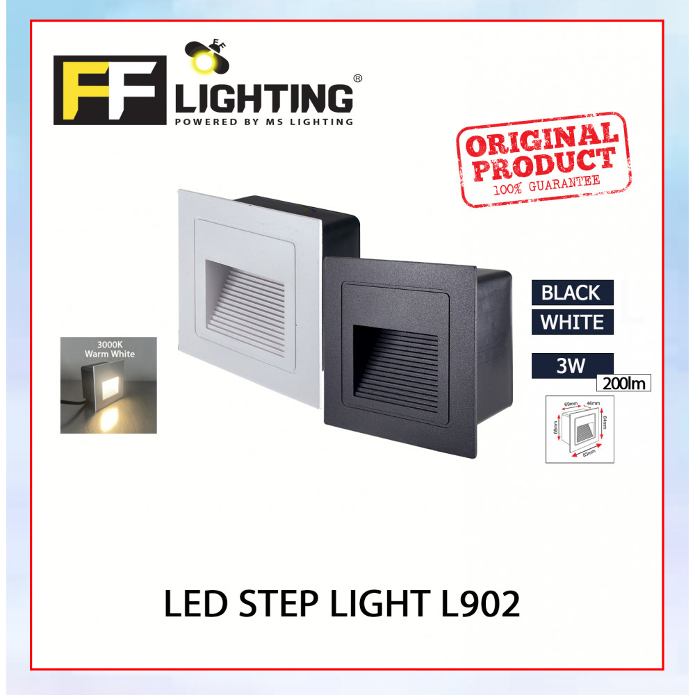 FFL Led Step Light L902 3W Black/White Warm White#FF Lighting#Wall Recessed#Indoor Stairs Lamp#Ground Footlight#Lampu#梯灯