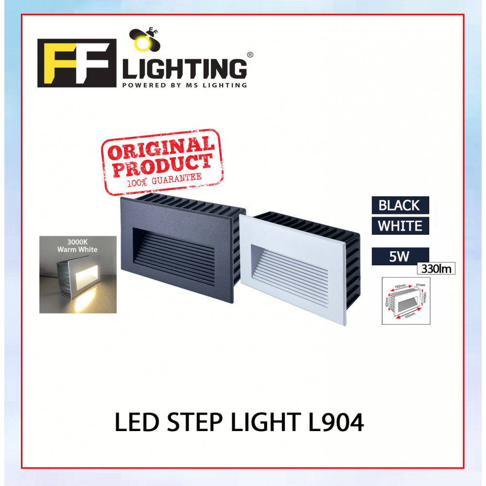 FFL Led Step Light L904 5W Black/White Warm White#FF Lighting#Wall Recessed#Indoor Stairs Lamp#Ground Footlight#Lampu#梯灯