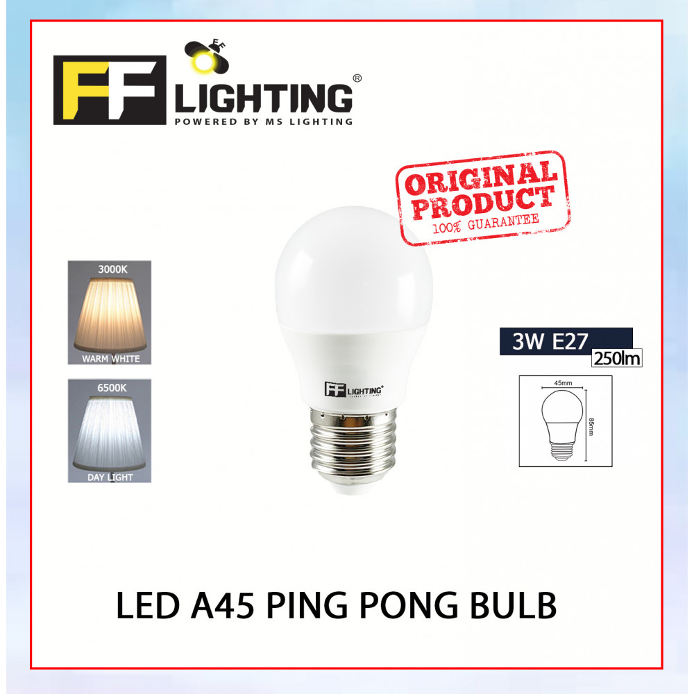 FFL Led A45 Ping Pong Bulb 3W E27 Day Light/Warm White#FF Lighting#E27 Bulb#A45 Led Bulb#A Bulb#Mentol#电灯泡