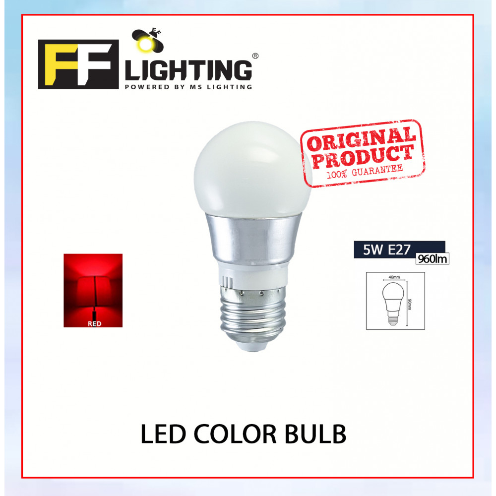 FFL Led Colour Bulb 5W E27 Red#FF Lighting#E27 Bulb#Color Bulb#Led Bulb#Mentol#电灯泡