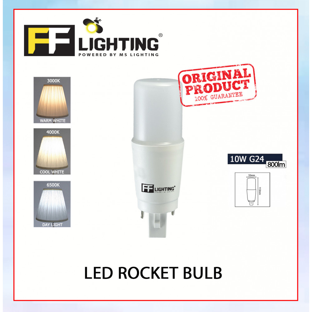 FFL Led Rocket Bulb 10W G24 Day Light/Cool White/Warm White#FF Lighting#G24 Bulb#Stick Bulb#Mentol#电灯泡