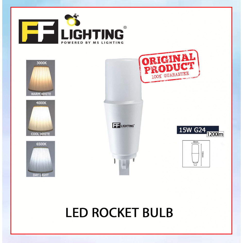 FFL Led Rocket Bulb 15W G24 Day Light/Cool White/Warm White#FF Lighting#G24 Bulb#Stick Bulb#Mentol#电灯泡