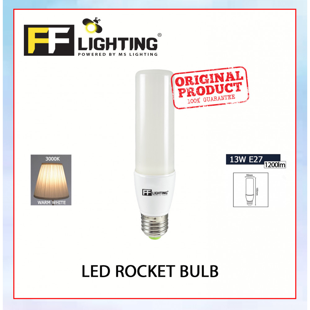 FFL Led Rocket Bulb 13W E27 Warm White#FF Lighting#E27 Bulb#Stick Bulb#Mentol#电灯泡