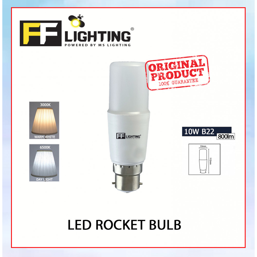 FFL Led Rocket Bulb 10W B22 Day Light/Warm White#FF Lighting#B22 Bulb#Stick Bulb#Mentol#电灯泡