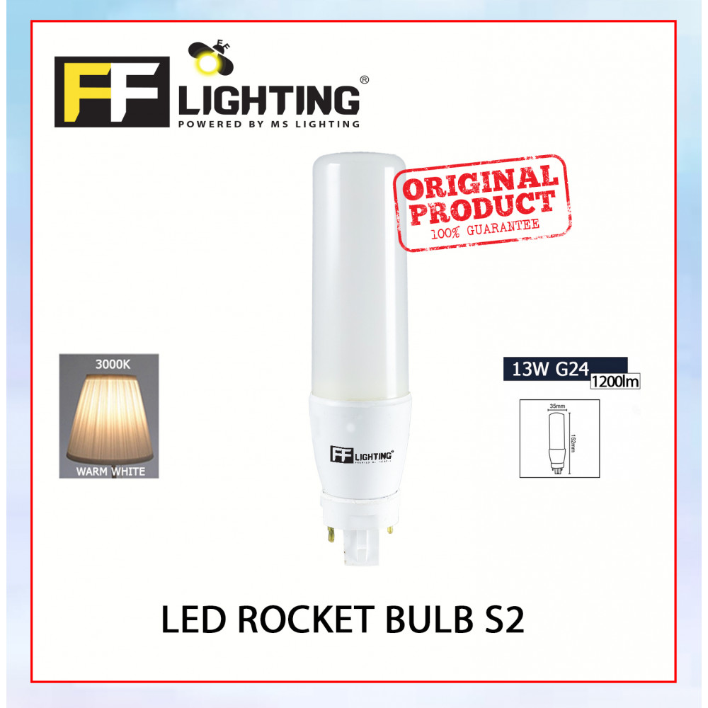 FFL Led Rocket Bulb (Series 2) 13W G24 Warm White#FF Lighting#G24 Bulb#Stick Bulb#Mentol#电灯泡