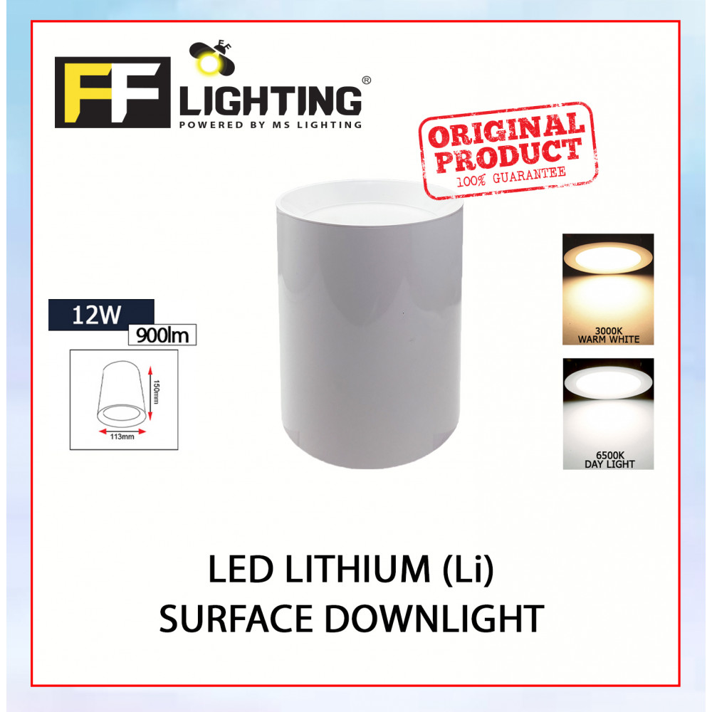 FFL Led Lithium (Li) Surface Downlight 12W Day Light/Warm White#FF Lighting#Led Downlight#Ceiling Light#Lampu Siling#灯