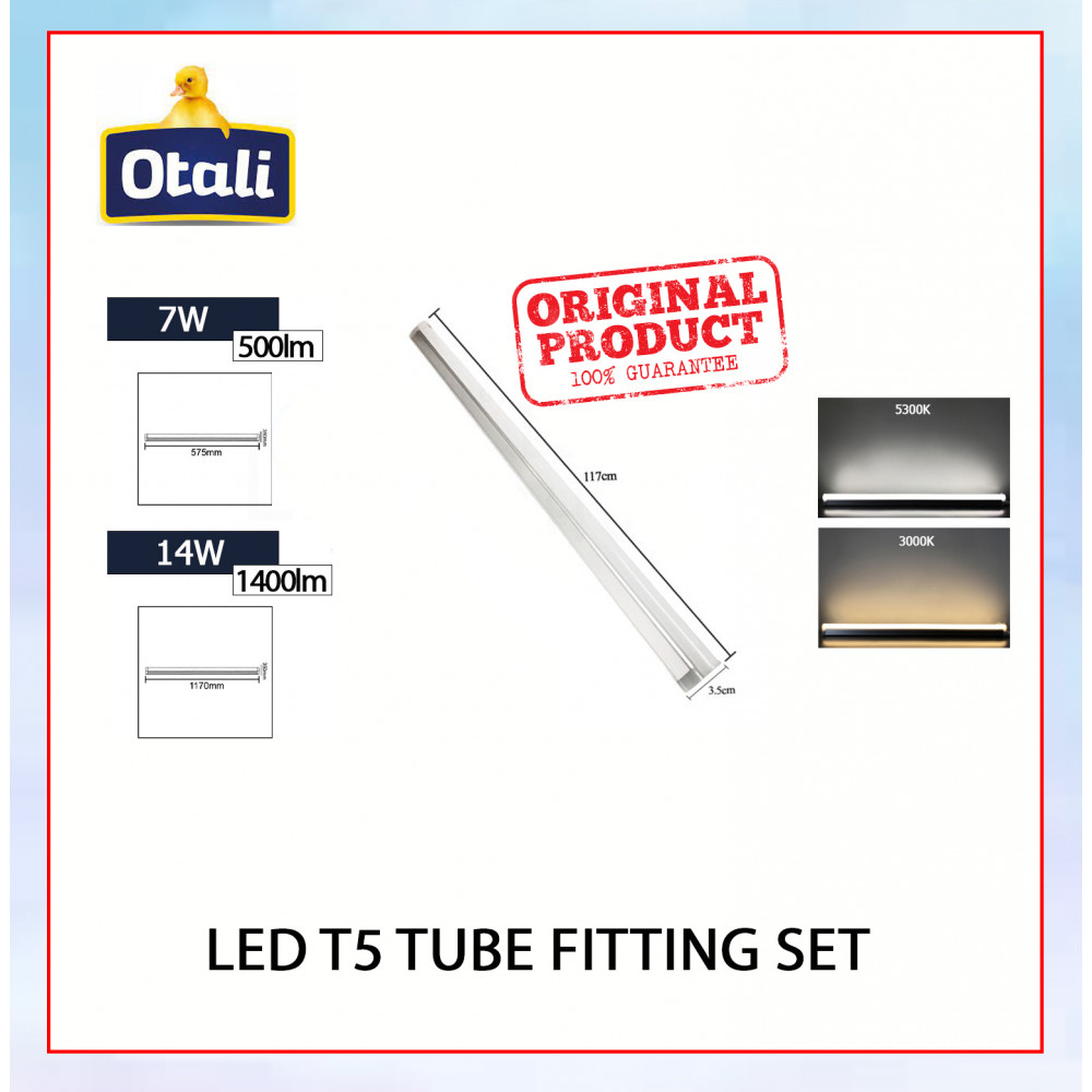 Otali Led T5 Tube Fitting Set 7W (2FT)/14W (4FT) Day Light/Warm White#Wall Decoration#Lampu Hiasan#Plaster Ceiling Light