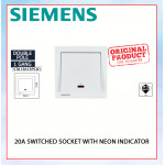 SIEMENS 20A 1 Gang 1 Way Double Pole Switch With Neon Indicator White 5TA1361-3PC01#DELTA Relfa#Sirim Switch Socket#插座