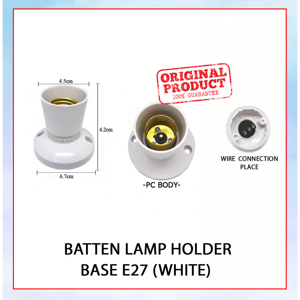 ME Batten Lamp Holder Base E27 White l ME4423
