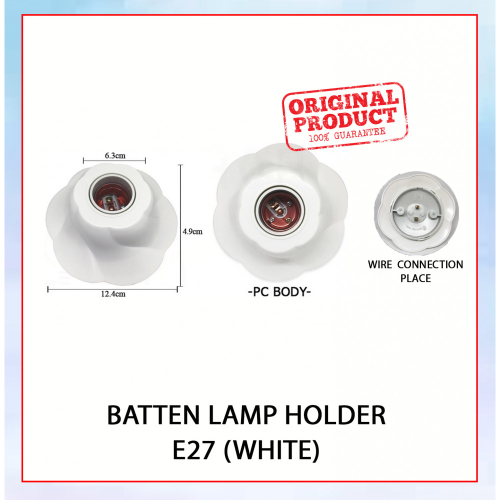 SIP Batten Lamp Holder Base E27 White l SIP-2285BH