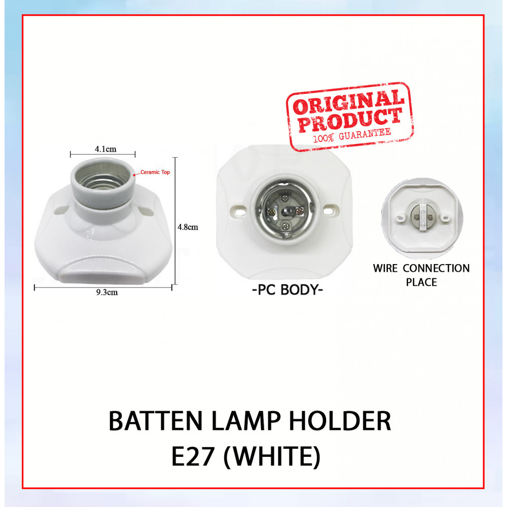 Batten Lamp Holder (Ceramic Top) Base E27 White l 305 Batten Lamp Holder (Ceramic Top) Base E27 White l 305