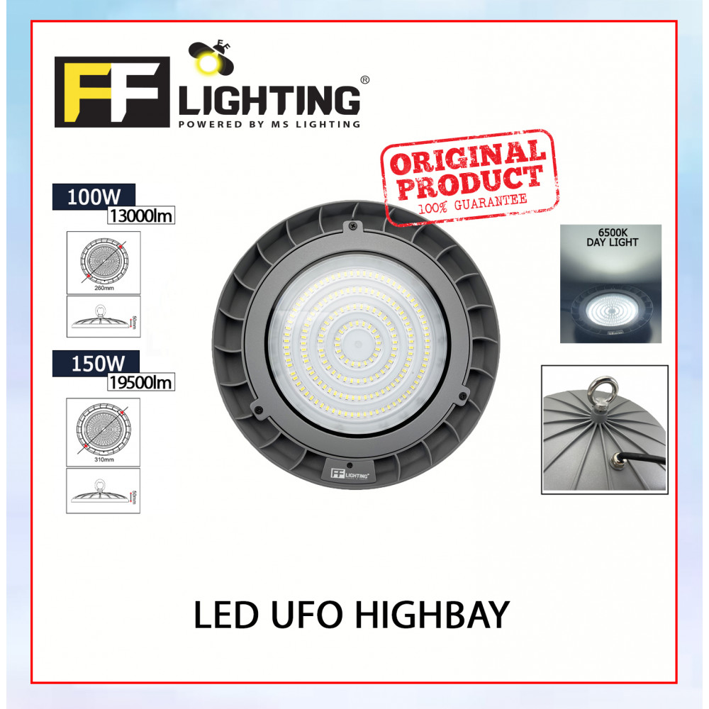 FFL Led Ufo Highbay 100W/150W Day Light#FF Lighting#Warehouse Industrial Lamp#Workshop Light#Ceiling Light#Lampu Gudang