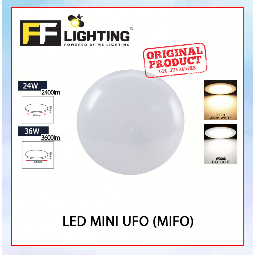 FFL Led Mini Ufo (Mifo) 24W/36W Day Light/Warm White#FF Lighting#Ceiling Light#Downlight#Lampu Hiasan#Lampu Siling#吸顶灯