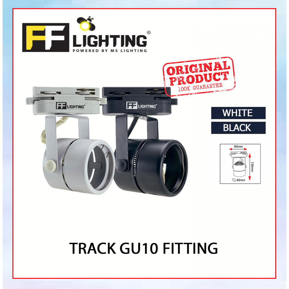 FFL Track GU10 Fitting Black/White#FF Lighting#Track Light Holder#GU10 Holder#Track Light Fitting#Track Rail Fitting