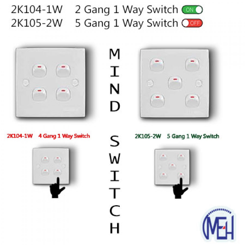 2K104-1W 2 Gang 1 Way Switch 2K104-1W 2 Gang 1 Way Switch