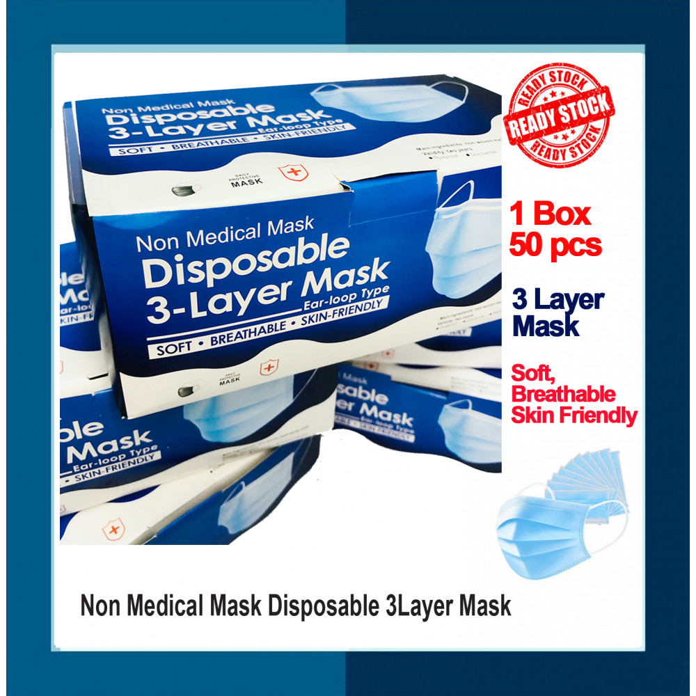 Face Mask Non Medical Disposable  3 Layer  50pcs 1 box