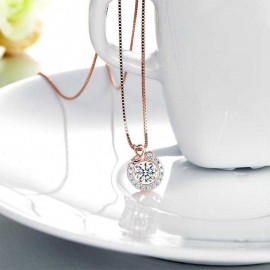 image of Dancing Stone Pendant Necklace Solid 925 Sterling Silver Rose Gold Plated