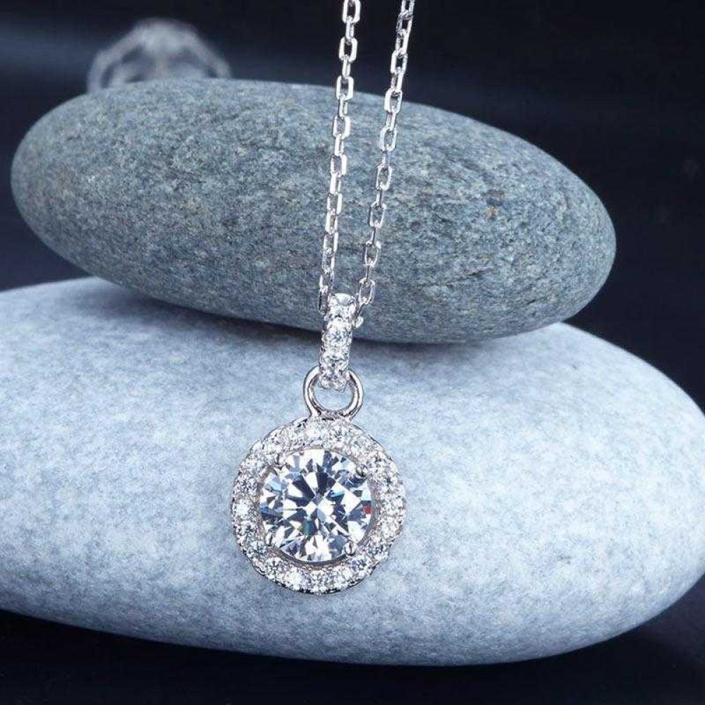 1 Carat Round Cut Created Diamond 925 Sterling Silver Pendant Necklace XFN8037 1 Carat Round Cut Created Diamond 925 Sterling Silver Pendant Necklace XFN8037