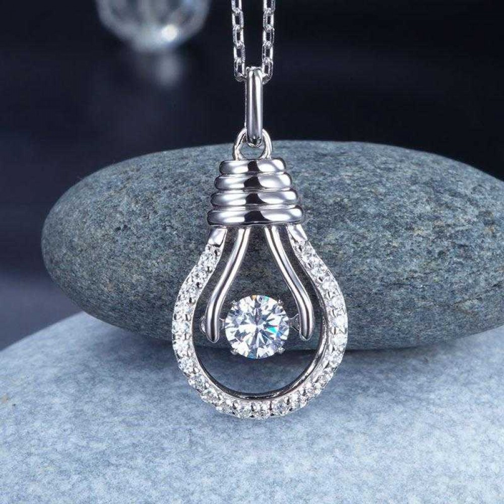 Dancing Stone Bulb Pendant Necklace 925 Sterling Silver XFN8067 Dancing Stone Bulb Pendant Necklace 925 Sterling Silver XFN8067
