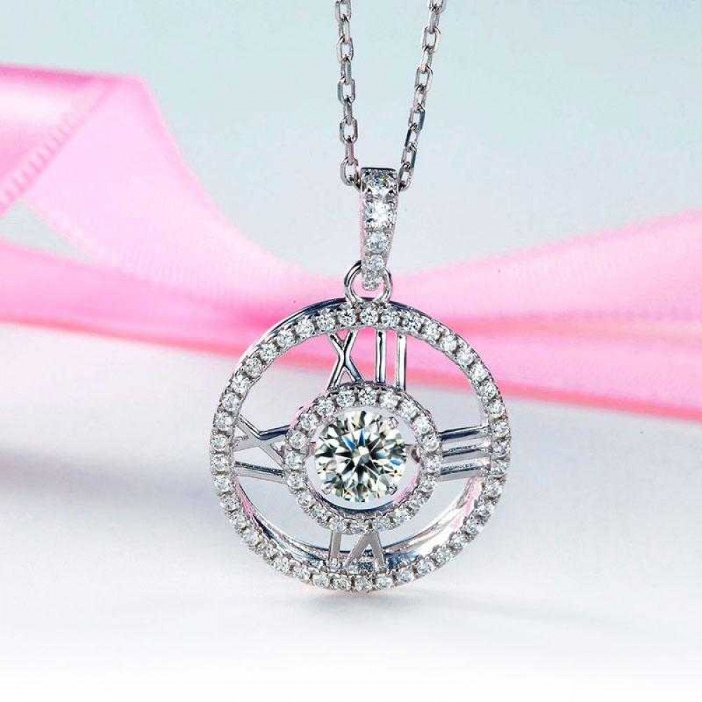 Roman Number Dancing Stone Pendant Necklace 925 Sterling Silver Good for Wedding Bridesmaid Gift XFN8077 Roman Number Dancing Stone Pendant Necklace 925 Sterling Silver Good for Wedding Bridesmaid Gift XFN8077